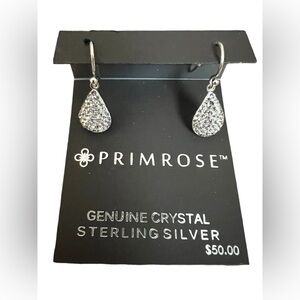 Primrose Sterling Silver Crystal Teardrop Fishhook Earrings